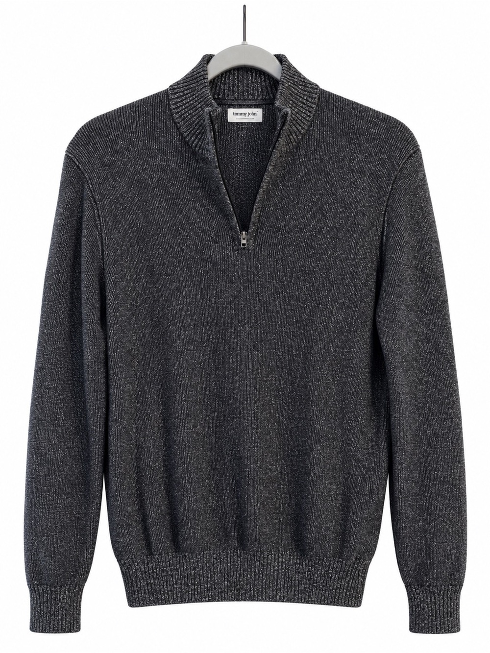 Tommy John Men's Charcoal Zip-Neck Sweater Size Medium